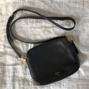 Fossil Sydney leather crossbody bag - black